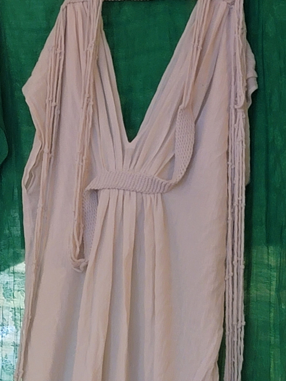 Bohemian Style Cotton  Caftin Cover Up With  Slits and Draped Braids
